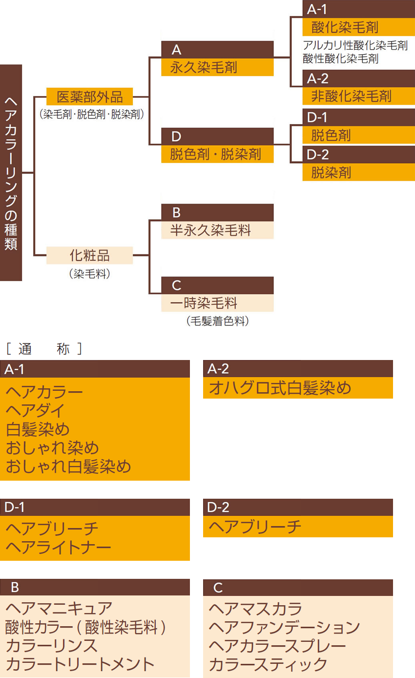 ヘアカラーリングabc ヘアカラーリングの種類